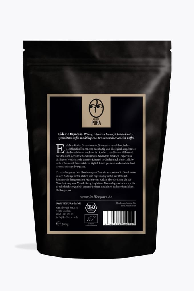 Kaffee Pura Sidamo Espresso Bio 1kg