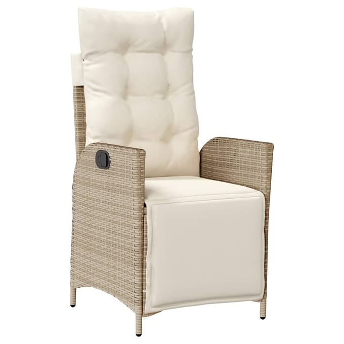 vidaXL - 3-delige - Tuinset - met - kussens - poly - rattan - beige