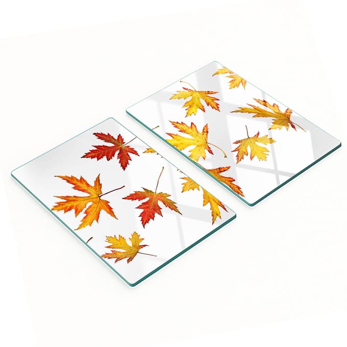 Glazen snijplanken met herfstbladerenmotief, 2x40x52 cm