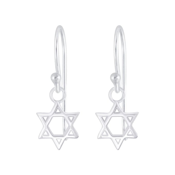 Joy|S - Zilveren ster oorbellen - hexagram oorhangers