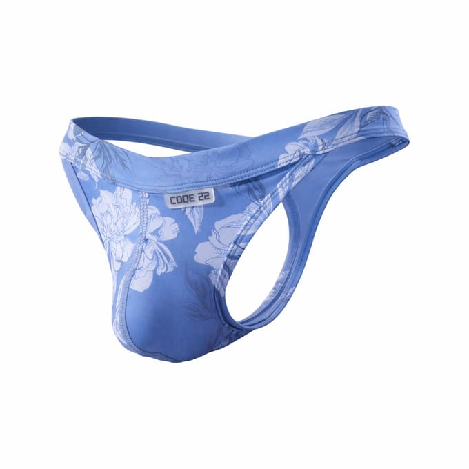 CODE 22 Bouquet Thong Blue - MAAT M - Heren Ondergoed - String voor Man - Mannen Thong