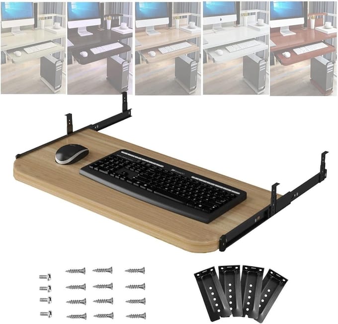 Toetsenbord lade - Bureau plank - Comfortabel werken - Verstelbare hoogte - 54/60/70cm - Houtkleur