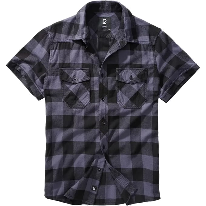 Brandit - Checkshirt Halfsleeve Overhemd - 7XL - Zwart/Grijs