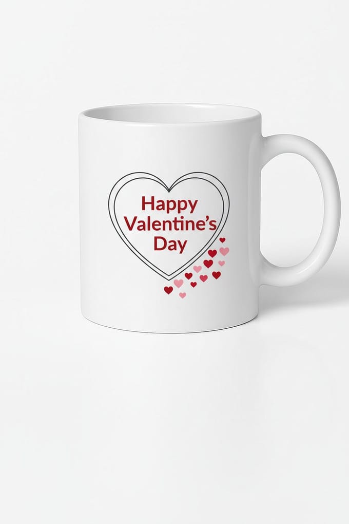Valentijn Mok Happy Valentine's Day Hartjes Design - Romantisch Cadeau