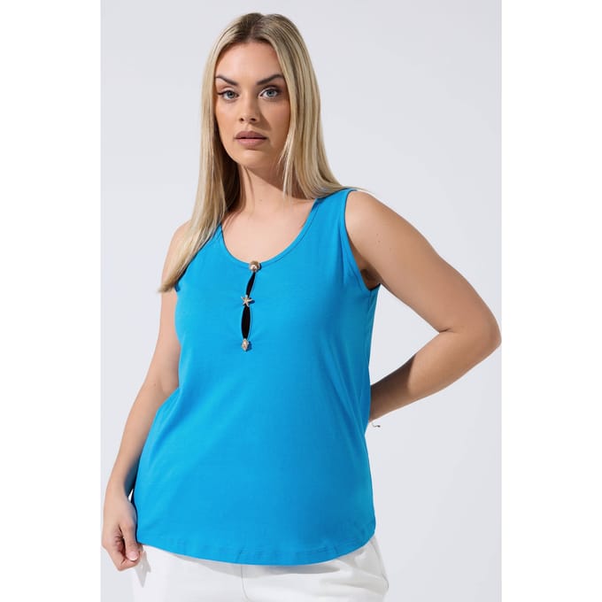 Limited Collection Blauwe Schelp Knoop Vesttop Size 48