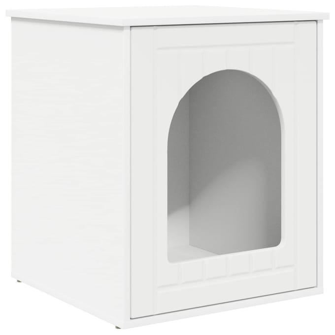 vidaXL - Kattenhuis - Wit - 53 - x - 52 - x - 62 - cm - Bewerkt - hout