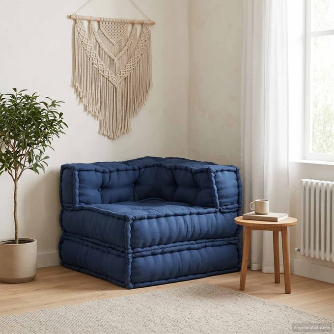 vidaXL - Modulebankeenheid - Stof - Indigo - 70 - x - 70 - x - 56 - cm