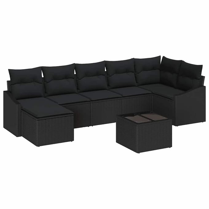 vidaXL Bankstel 8 st Zwart poly rattan