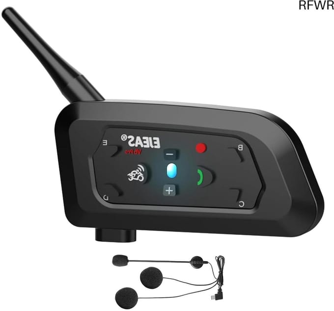RFWR® Motorfiets intercom Bluetooth headset met DSP-ruisonderdrukking voor 6 rijders tot 1200 meter