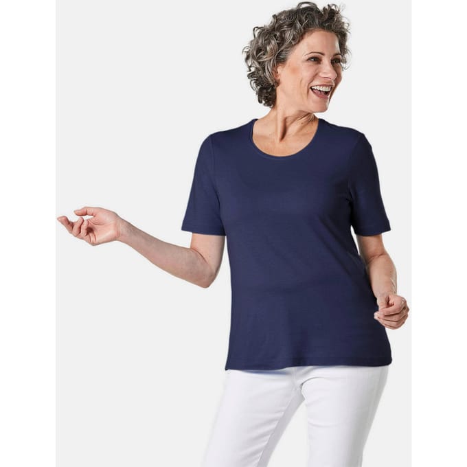 Basic shirt van puur katoen - marine - Gr. 48 van Goldner Fashion