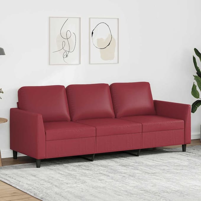 vidaXL - Driezitsbank - 180 - cm - kunstleer - wijnrood