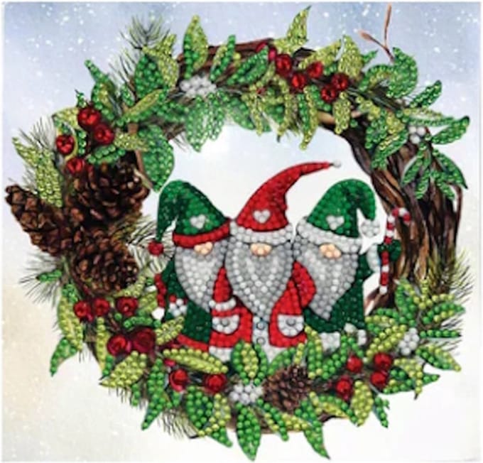 Crystal Card Kit ® Christmas Gnomes (18x18cm/partial).