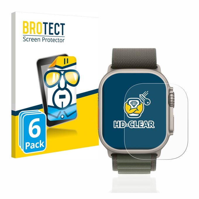 BROTECT - Screenprotector voor Apple Watch Ultra (49 mm) - Folie Beschermfolie transparant 6 Stuks