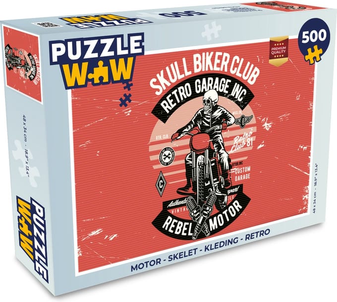Puzzel Motor - Skelet - Kleding - Retro - Legpuzzel - Puzzel 500 stukjes