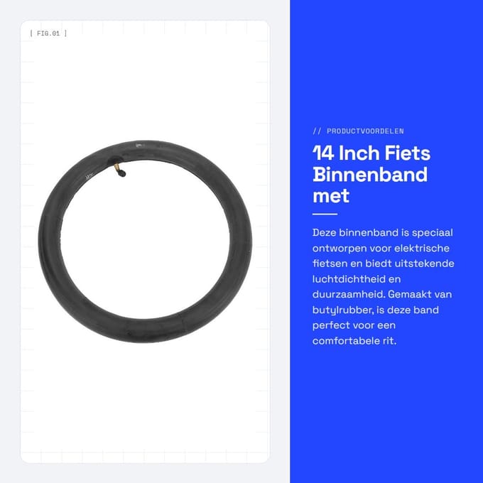 Dailygoods - 14 Inch Fiets Binnenband met Gebogen Klep