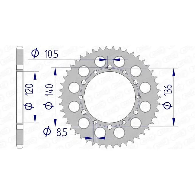Couronne moto alu Afam 520 42T