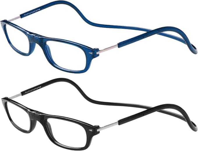 Verstelbare Leesbril Set (2x) Inclusief Blauw & Zwart Inclusief Magneetsluiting