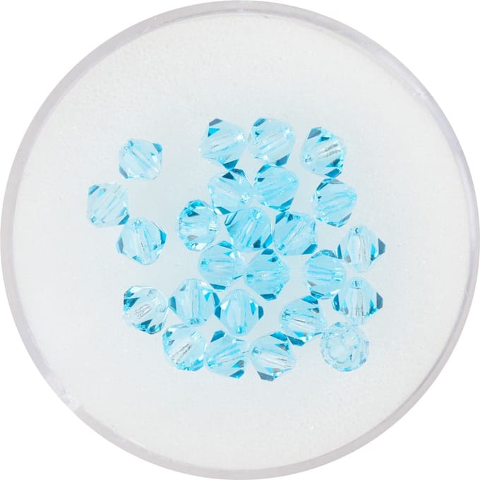 Glas geslepen glitterkralen, 4 mm - Aqua