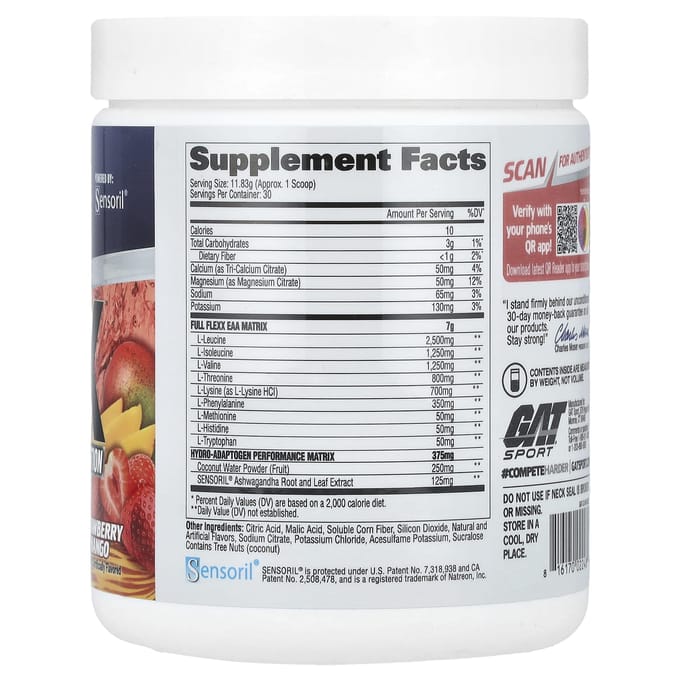 GAT, Flexx EAA + Hydratation, Saveur Fraise Mangue, 12,5 oz (354.9 g)