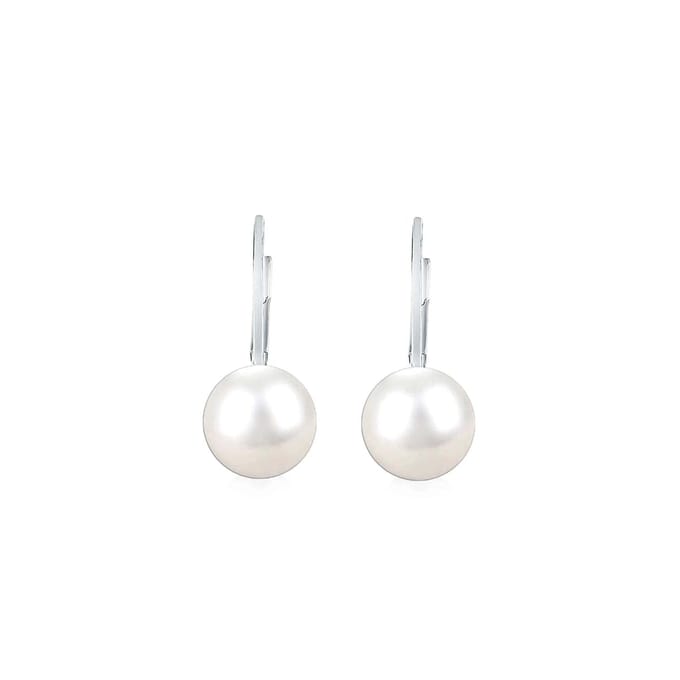 Dames Oorbellen Witte Parel Catalaanse Sluiting 925 Sterling Zilver BIPE040