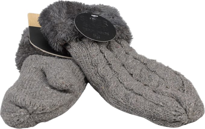 Dames Wanten Teddy - Kabel Motief - Gebreid - Dubbel Gevoerd - Donker Grijs