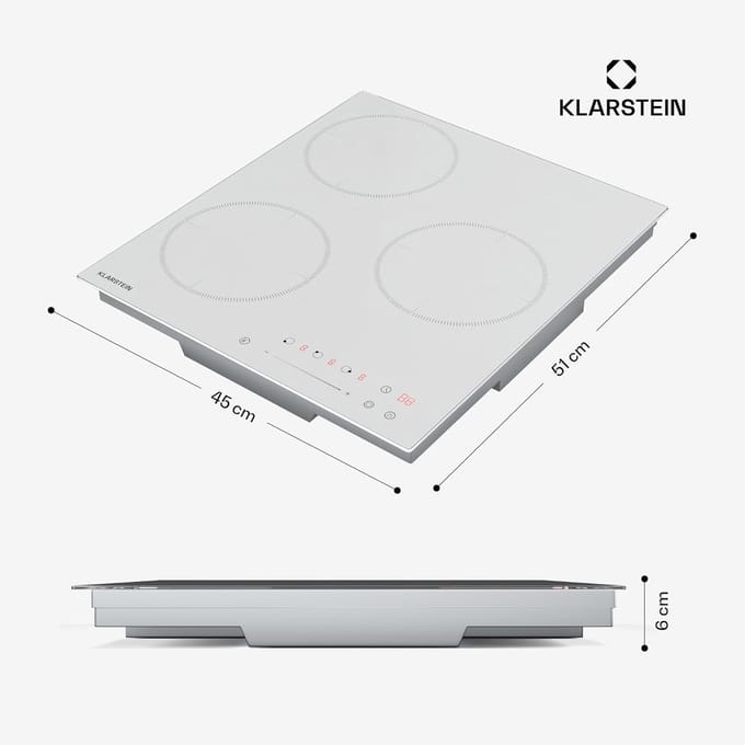 Inbouw Inductiekookplaat 3 Zones (45 cm) met Touch Control, Timer en Boosterfunctie
