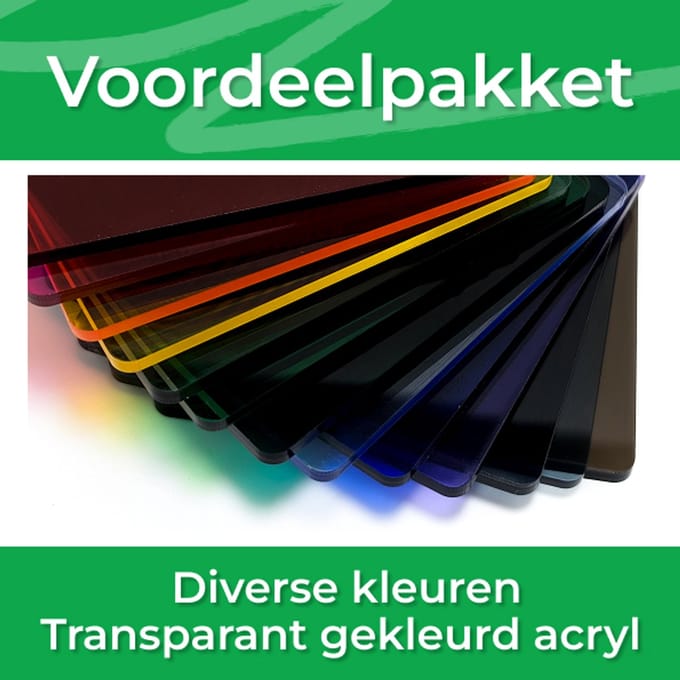 Voordeelpakket: 3mm Transparant Gekleurd – 9 platen