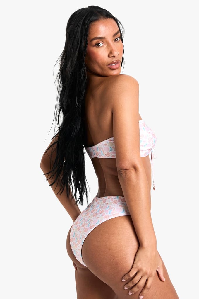 boohoo Dames Shell Print Hoge Taille Bikini-bottoms | Cream | Maat: 6