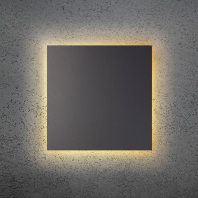 Escale LED wandlamp BLADE Q, antraciet, 34 x 34 cm, metaal, dimbaar