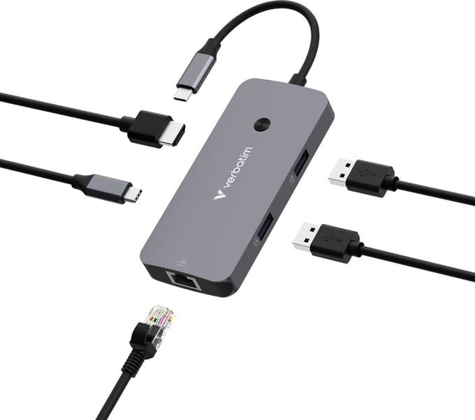 Verbatim Adapterhub USB-C - HDMI/USB-C/Eternet/2xUSB-A 3.0 aluminium/aluminium 32150