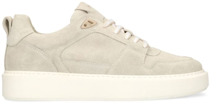 Manfield - Heren - Licht grijze suède sneakers - Maat 45