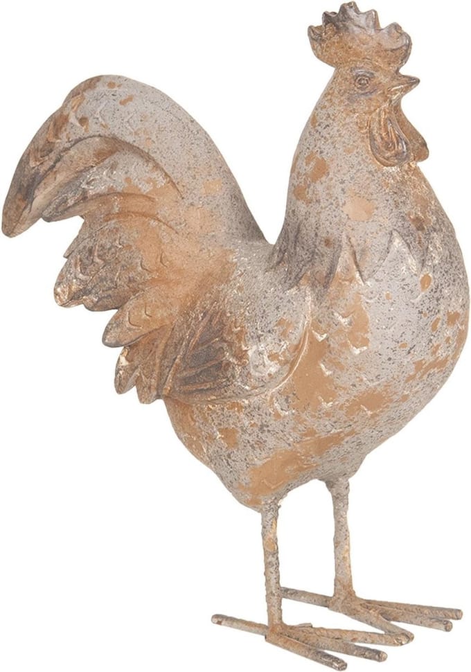 Clayre & Eef Beeld Haan 19x9x24 cm Grijs Bruin Polyresin