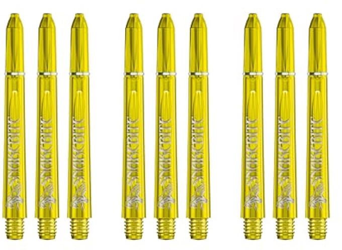 Geel Polycarbonaat Middelgrote Dart Stelen - 9 Stelen per Verpakking