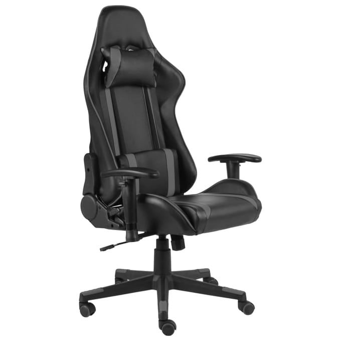 vidaXL - Gamestoel - draaibaar - PVC - grijs