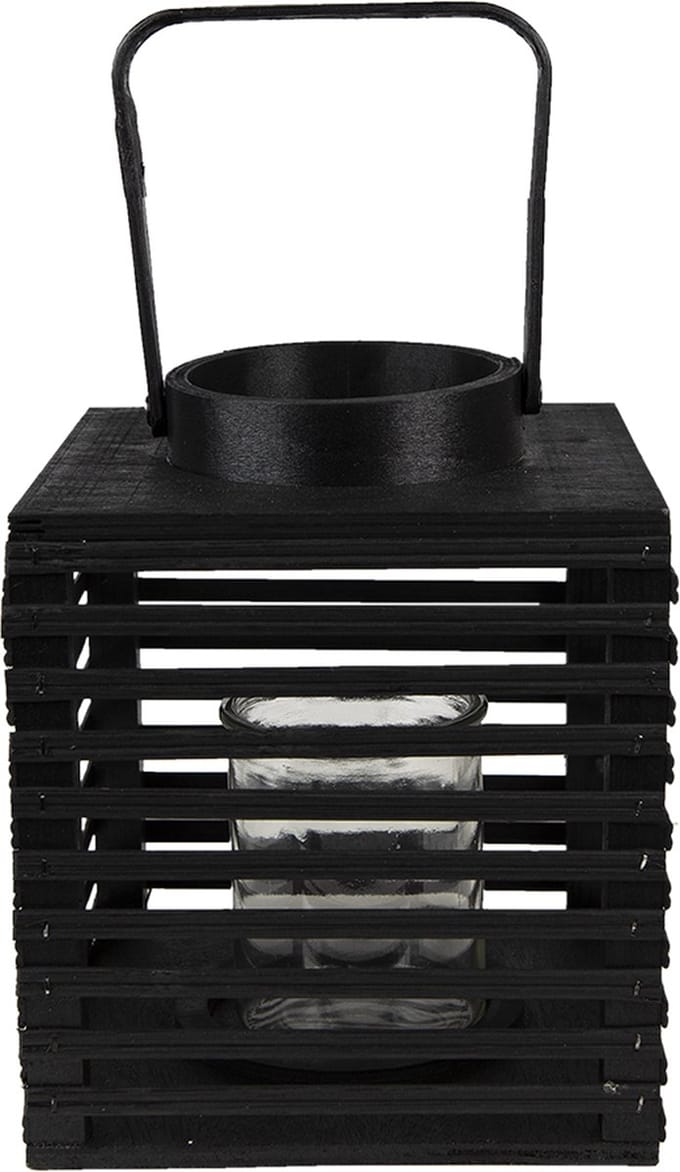 Clayre & Eef Windlicht 17x17x20 cm Zwart Bamboe