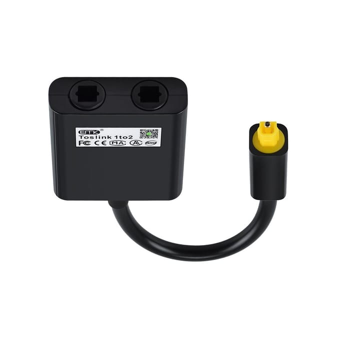 1 tot 2 audioadapter Digitale optische kabelsplitter Glasvezel Audioadapter Glasvezel zwart