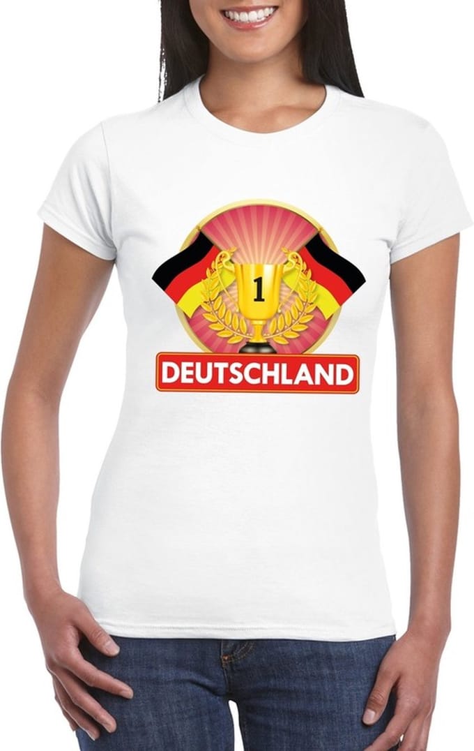 Wit Duits kampioen t-shirt dames - Duitsland supporter shirt M