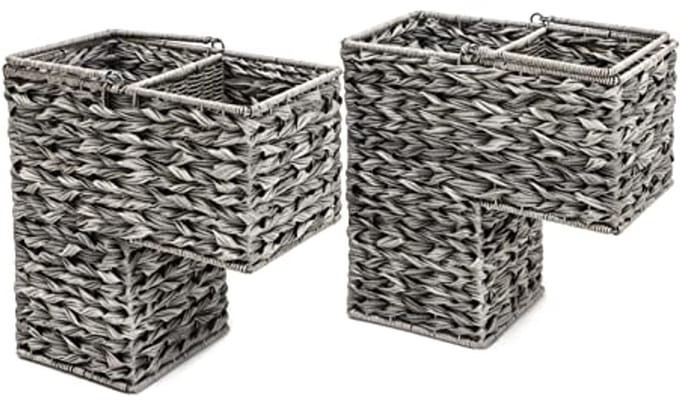 Kunststof Rieten Opslag Mand Set 14,5 inch met Handgrepen - 2 Stuks