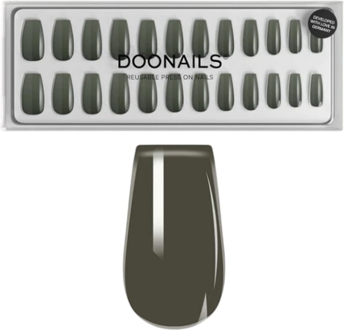 Doonails - Soft Gel Press Ons - Khaki Short Coffin