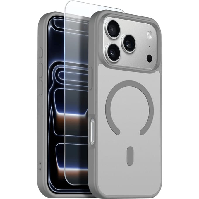 Northjo 2-in-1 iPhone 17 Pro Max Hoesje – Shockproof, MagSafe + Screenprotector Grijs