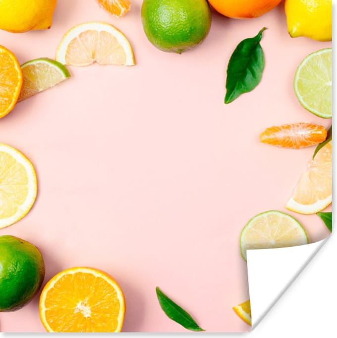 Poster Fruit - Citrus - Pastel - 100x100 cm XXL