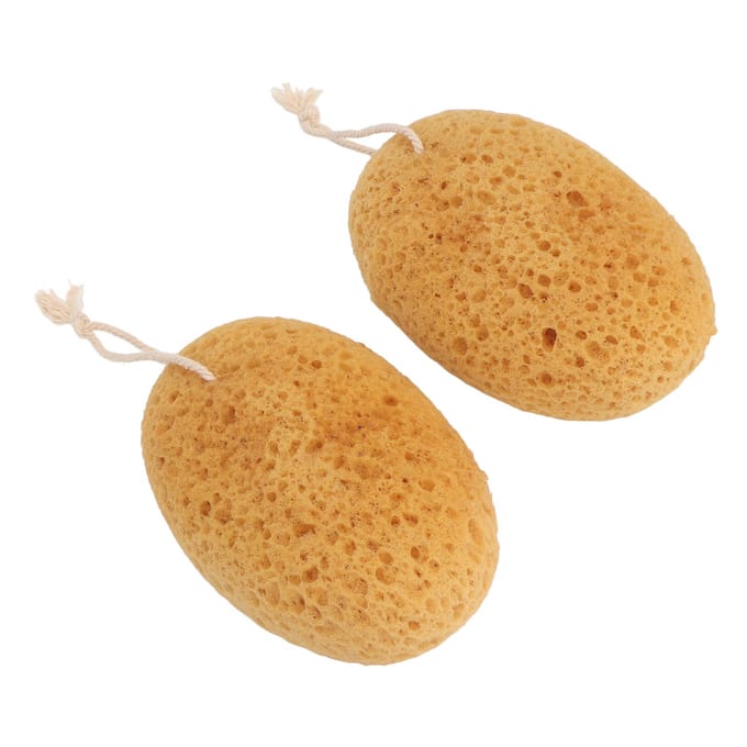 Lot de 2 éponges exfoliantes pour le corps, pour le bain, douces et lisses, pour la peau, texture rugueuse, pour la douche beige