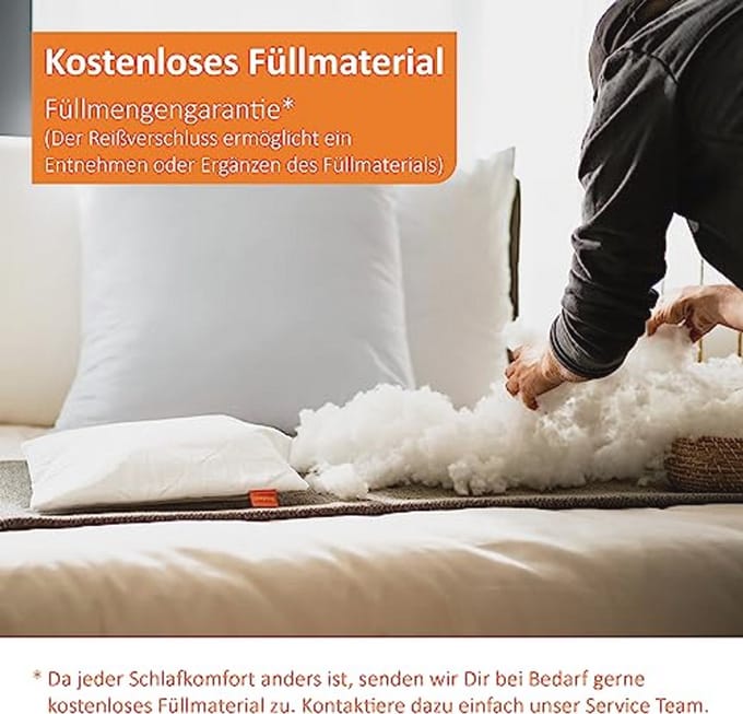 Set van 2 witte kussens met ritssluiting, 40x40 cm, microvezel