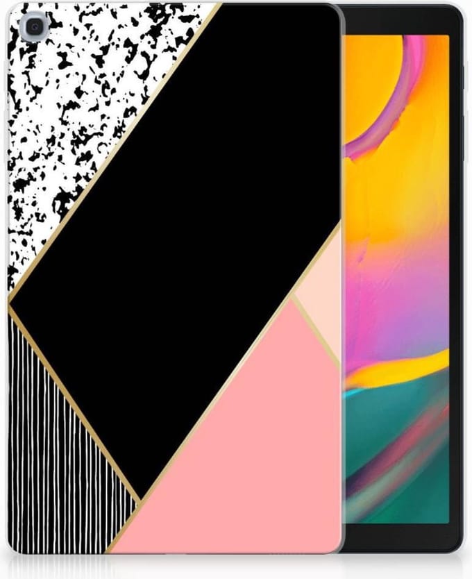 Samsung Galaxy Tab A 10.1 (2019) Back Cover Zwart Roze Vormen