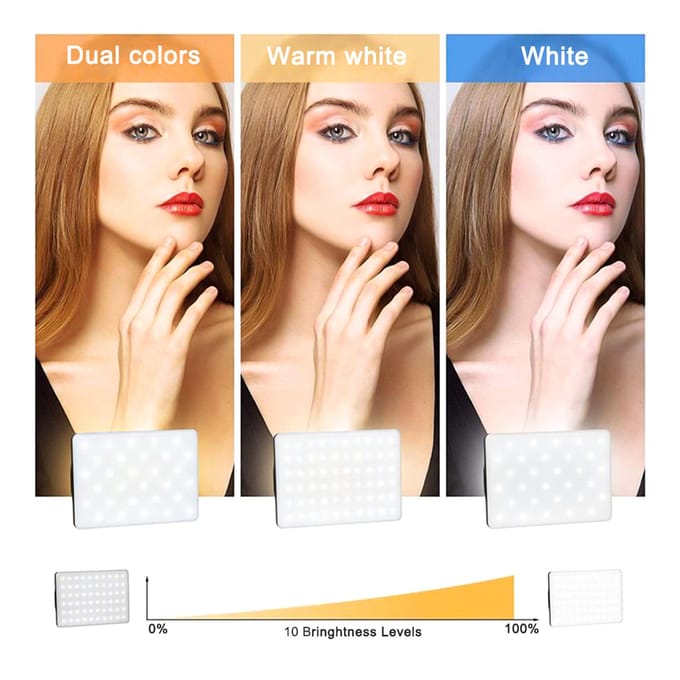 Andoer Pocket LED-videolamp met schermclip Computer Tablet Mobiele telefoon Videoconferentielamp zwart
