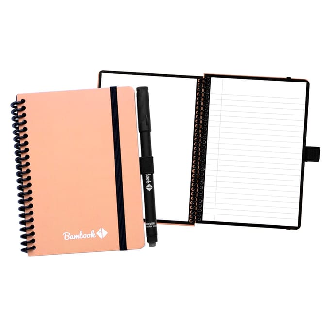 Bambook Colourful uitwisbaar notitieboek - Roze - A6 - Blanco & lined - Duurzaam, herbruikbaar whiteboard schrift - Met 1 gratis stift