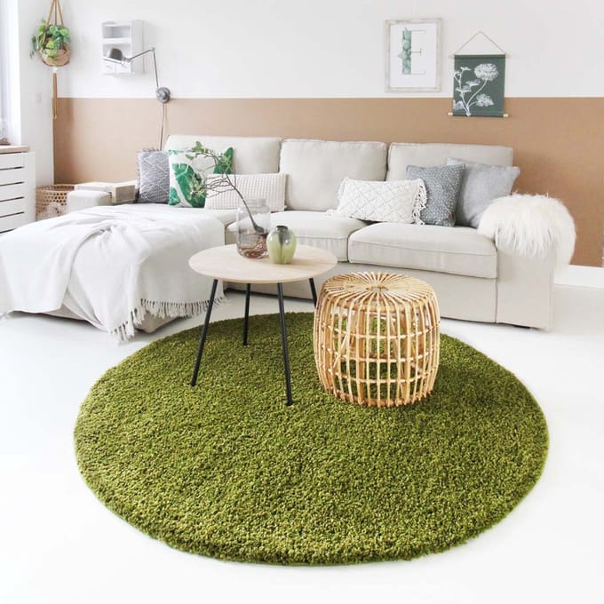Rond hoogpolig vloerkleed - Shaggy Trend groen 100