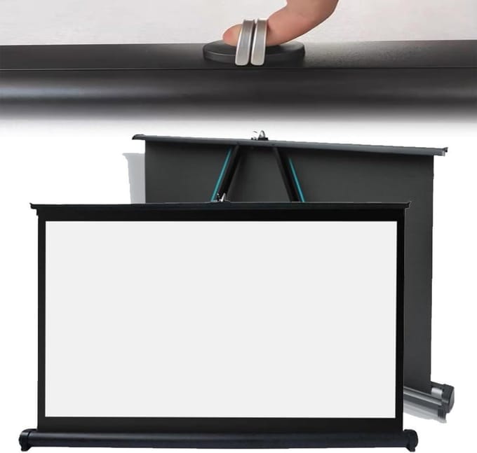 Projectiescherm Bureau - Mobiel Scherm Projector - Thuisbioscoop Presentaties - Zelfdragend Uitschuifbaar - 50 Inch 16:9 - Wit