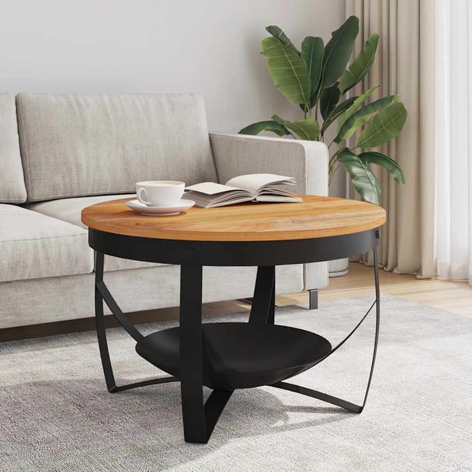 vidaXL - Salontafel - Ø - 68x43 - cm - massief - acaciahout