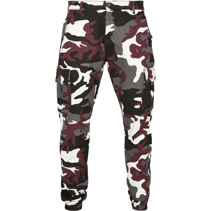 Urban Classics - Camo 2.0 Cargobroek - Taille, 32 inch - Zwart/Bordeaux rood